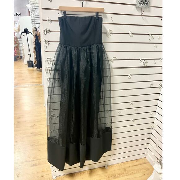 Black Halo Eve By Laurel Berman Strapless Sheer Midi Dress Black Womens Size 10